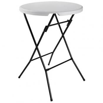 Mesa Alta Plegable Redonda Blanca para Interior y Exterior - Ø 80 x 110 cm