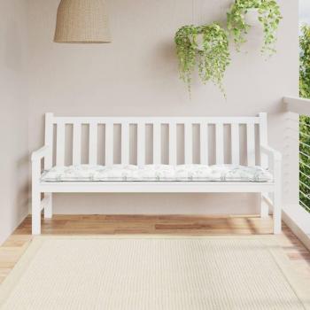 Cojín de banco de jardín tela Oxford 180x50x7 cm en color Blanco crema, Beige, Azul claro y estampado hojas