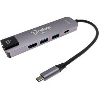 Adaptador USB Tipo C 5 en 1 con Puertos USB-C, USB 3.0, HDMI y RJ-45 - Modelo DONKCN05