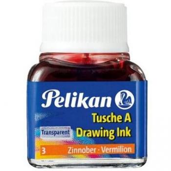 Pelikan 201525 - Tinta China 523-03, 10 ml en vidrio, utilizable en papel, tarjetas de dibujo y películas opacas, rojo bermellón