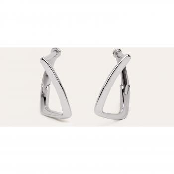 Pendientes Singularu Prisma Plata - Pendientes en Plata de Ley 925 con Acabado en Baño de Rodio - Cierre de Click/Congo - Joyas para Mujer