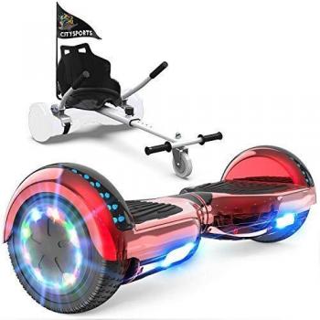 GeekMe Patinete Eléctrico Auto Equilibrio con Hoverkart,Hover Scooter Board,Balance Board + Go-Kart 6.5 Pulgadas con Bluetooth,Luces LED, Regalo para Niños, Adolescentes y Adultos
