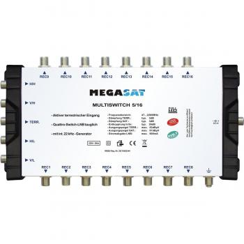 Multiswitch 5 en 16 Megasat - Commutador múltiple terrestre-satelital