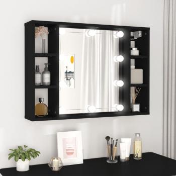 Mueble espejo con LED negro 76x15x55 cm