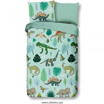 Juego de Sábanas Dinono 140 x 220 cm - Verde, Algodón para Niños