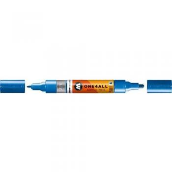Marcador Acrílico Refillable Molotow One4All Twin 1.5mm y 4mm Azul Metálico
