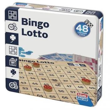 Juego Bingo Loto - Caja de Lata, tipo de producto: juego de mesa, características: incluye tarjetas de bingo, fichas para marcar, instrucciones en español, diseñado para 2 o más jugadores, recomendado para edades a partir de 6
