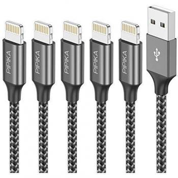 Cable Cargador iPhone [5Pack 0.25M 0.5M 1M 2M 3M] MFI Cable Lightning Carga Rápida Trenzado de Nylon Cargador iPhone Compatible con iPhone 13/13 Pro/12/11/11 Pro/X/XS/XR/8/8 Plus/7/6s/6s Plus-Gris