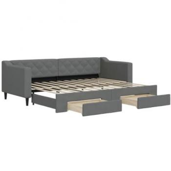 Sofá cama nido con cajones tela gris oscuro 80x200 cm