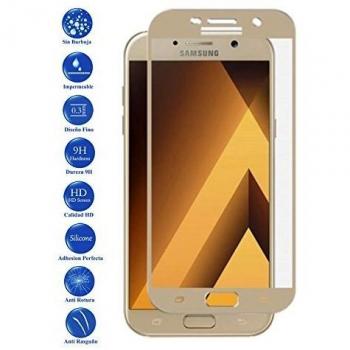 Todotumovil Protector de Pantalla Samsung Galaxy A3 2017 Dorado Completo 3D Cristal Templado Vidrio Curvo para movil