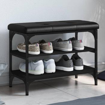 Banco zapatero Perseo 2 estantes + asiento acolchado roble