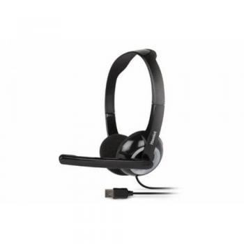 Auriculares Estéreo con Micrófono USB Hamlet HHEADMUS, Diadema Alámbrico Negro para PC y Oficina