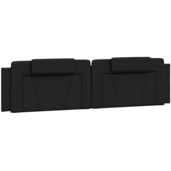 Cabecero de Cama Acolchado en Cuero Sintético Negro 200 cm