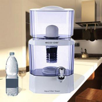 ECODE Torre Jarra de Agua purificadora, 8 Sistemas de filtrado, Filtro cerámico, Carbon, Piedras Naturales Aqua Filter Tower