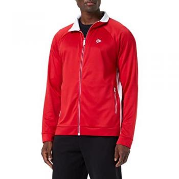Chaqueta de Entrenamiento Tejida Dunlop para Hombre - Rojo/Blanco, Talla XL