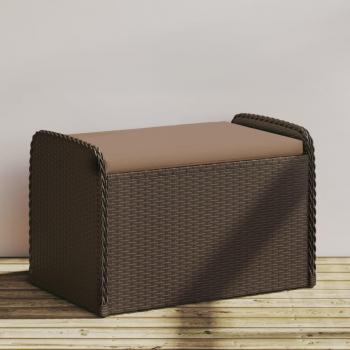 Banco de almacenaje con cojín marrón 80x51x52 cm en Polyrattan