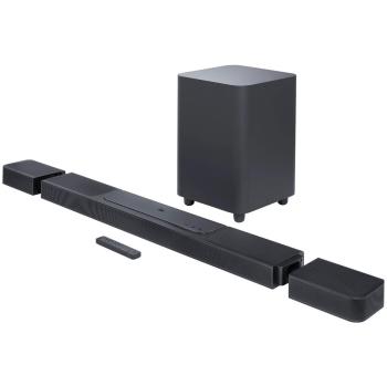 Barra de sonido JBL Bar 1300 MK2 11.1.4 canales, Dolby Atmos, DTS:X, con subwoofer inalámbrico y altavoces surround desmontables, color negro