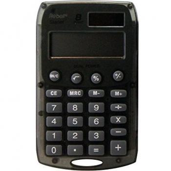 Calculadora Rebell Starlet BK, portátil, color gris humo, 8 dígitos, alimentación por batería y solar