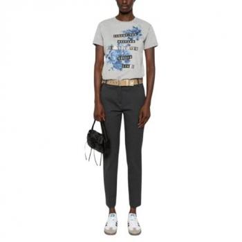 Pinko Bello Regular Fit Grey Trousers for Women Size 44