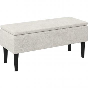 HOMCOM Banco de Almacenaje con Tapa Abatible y Patas de Madera 95x38x45 cm Beige