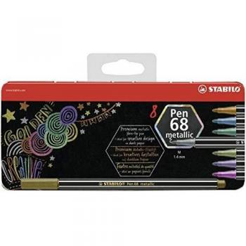 Rotulador metálico STABILO Pen 68 metallic - Estuche de metal con 8 colores