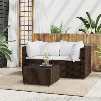 Vidaxl Set Muebles de Jardín 3 Piezas Ratán Sintético Marrón