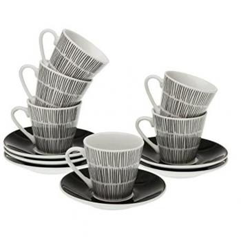 Juego de Tazas de Café Versa New Lines Porcelana (6 Piezas)