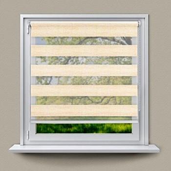 Persiana Doble 45 x 150 cm Color Natural Klemmfix Sin Perforación con Material de Fijación - Protección Solar y Privacidad