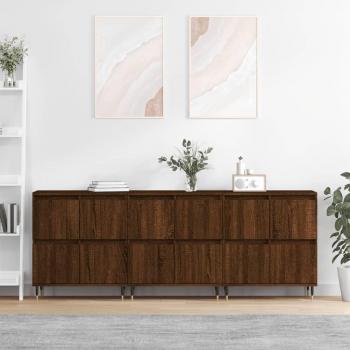 Aparadores 3 uds madera contrachapada marrón roble VidaXL Mueble de Almacenaje de Salón, Buffet para salón, Armario Auxiliar, Armario de Almacenamiento