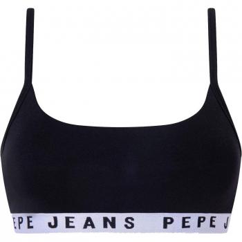 Sujetador Deportivo de Algodón Negro Pepe Jeans para Mujer con Logo Estampado