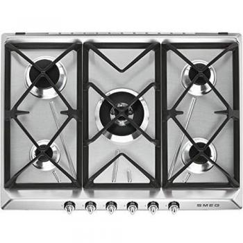 Smeg SR975XGH - Placa de Cocción a Gas, 5 Quemadores, 70cm, Acero Inoxidable