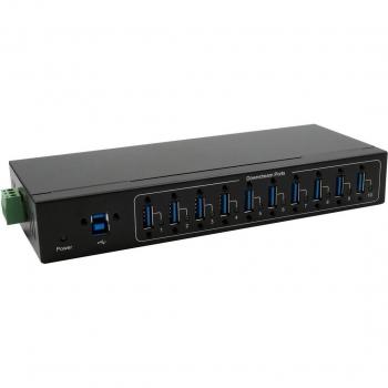Concentrador Industrial USB 3.0 de 10 Puertos con Protección ESD de 15 kV y Tapa para Conector Eléctrico Exsys EX-1112-WL
