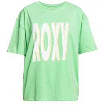 Camiseta Roxy Sand Under The Sky de manga corta para mujer en color verde y blanco, talla S