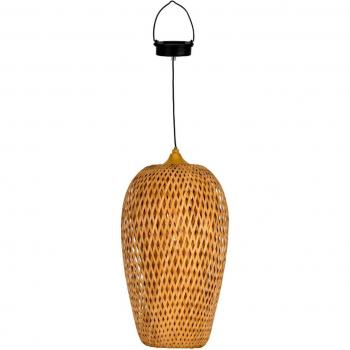 Lámpara colgante LED solar Sunshine Bliss de Pauleen, exterior, bambú/ratan/plástico/metal, luz cálida, LED integrado