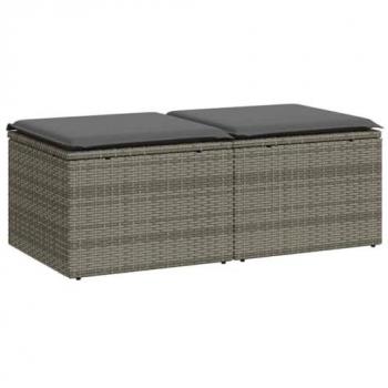 vidaXL 2 Piece Garden Sofa Set with Cushions Grey Poly Rattan Acacia