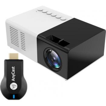 Miniproyector J9 1080P con M2, Mirascreen, Mirroring inalámbrico y TV Stick para cine en casa