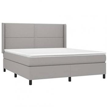 Cama box spring con colchón tela gris claro 180x200 cm