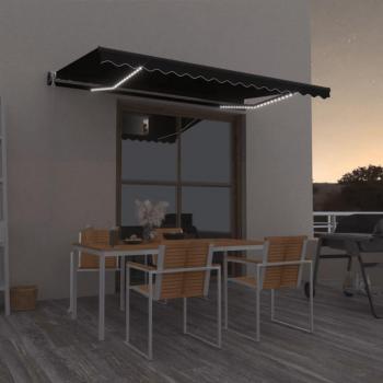 Toldo automático con sensor de viento y LED 400x350 cm color antracita