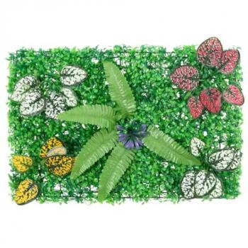 Valla de plantas artificiales 6 uds verde 40x60 cm