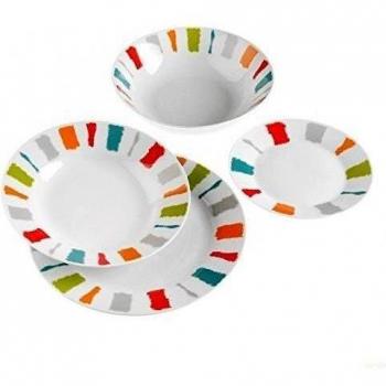 Versa M293696 - Vajilla porcelana 19 piezas franjas colores