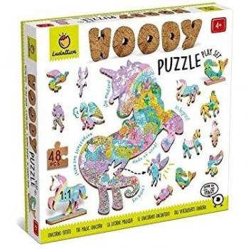 Ludattica Puzzles – Woody Puzzel – Impresionante 25 x 35 cm, 48 piezas, 12 figuras, madera, 5 +