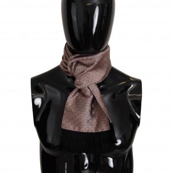 Dolce & Gabbana Light Pink Silk Check Print Neck Wrap Fringes Scarf