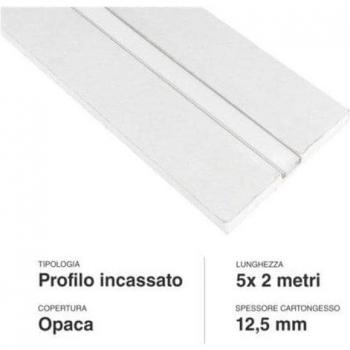 Juego de 5 Perfiles LED de 2 Metros Integrados en Placa de Yeso - Apto para Tiras LED de hasta 12,4 mm