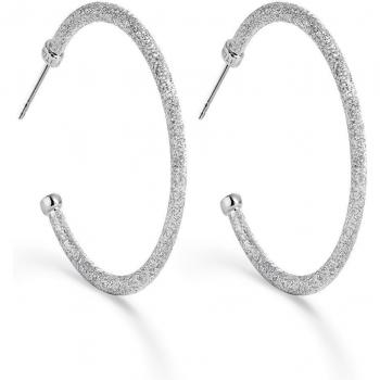 Pendientes criollas abiertas de plata con textura brillante