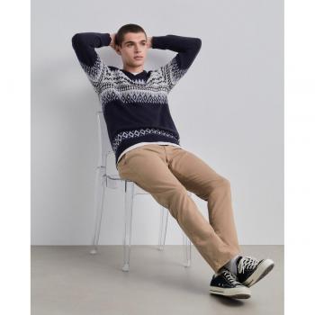 Easy Wear Jersey de hombre cuello smocking jacquard