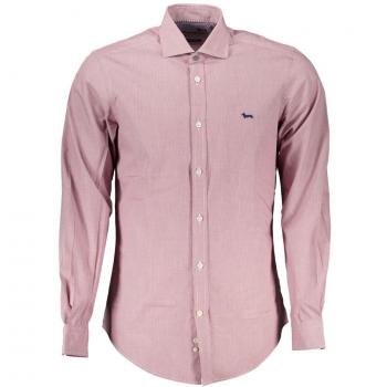 Chic Pink Narrow Fit Long Sleeve Shirt - XXL, Harmont & Blaine Casual Shirts, Male, Pink, Size: 2XL Cotton Long Sleeve Shirt with French Collar and Embroidery
