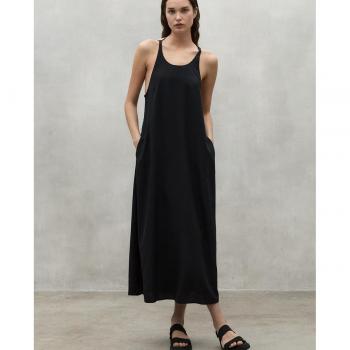 Vestido midi negro de tirantes con bolsillos laterales para mujer - Ecoalf Crome 2024