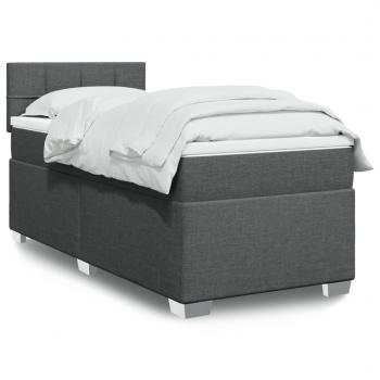 Cama box spring suave con colchón gris oscuro 80x200 cm Tela