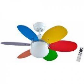 Ventilador de Techo Bolonia Bastilipo 6 Aspas Reversibles Multicolor/Blanco Ø75 Cm
