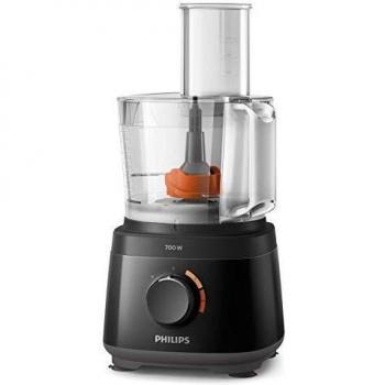 Philips Robot de cocina HR7320/10 - Robot de cocina compacto todo en uno, amasa, bate, corta, ralla y licúa, 19 funciones, hasta 5 raciones, 700 W, 1,5 L, batidora de vaso incluido, color negro